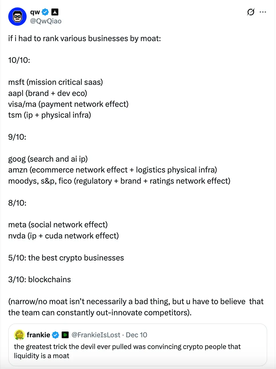 公链护城河仅 3 分? Alliance DAO 创始人言论引爆加密圈论战缩略图 公链护城河仅 3 分? Alliance DAO 创始人言论引爆加密圈论战缩略图