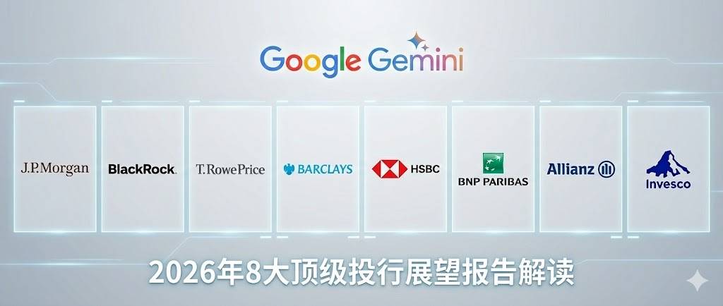 读完 8 家顶级投行的 2026 展望,Gemini 给出了这些总结缩略图 读完 8 家顶级投行的 2026 展望,Gemini 给出了这些总结缩略图