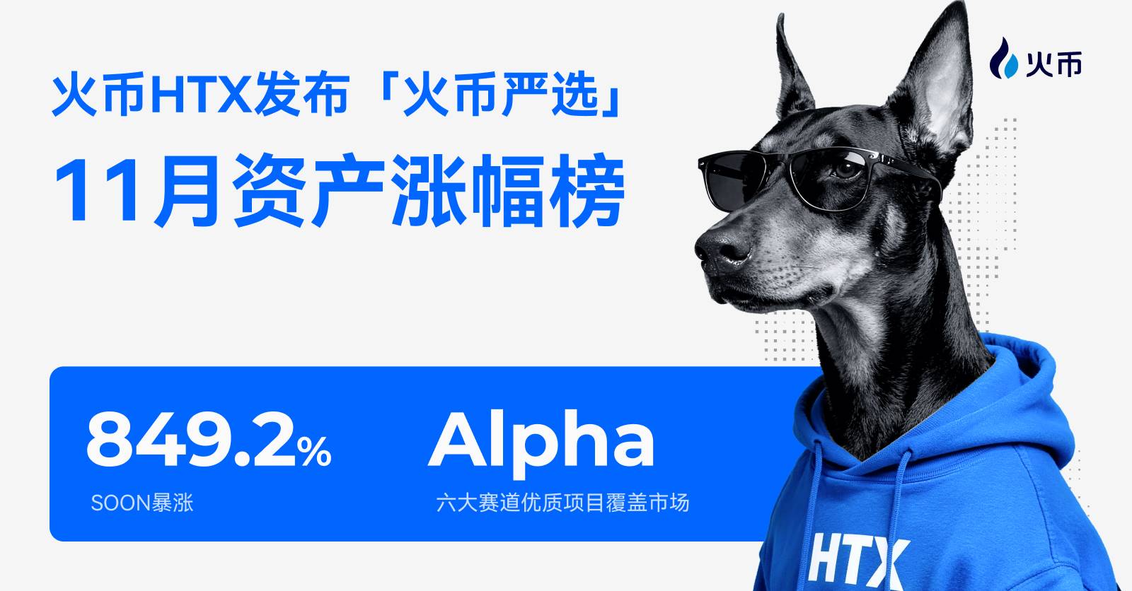火币 HTX 发布「火币严选」11月资产涨幅榜:SOON 暴涨 849.2%,六大赛道优质项目覆盖市场 Alpha缩略图 火币 HTX 发布「火币严选」11月资产涨幅榜:SOON 暴涨 849.2%,六大赛道优质项目覆盖市场 Alpha缩略图